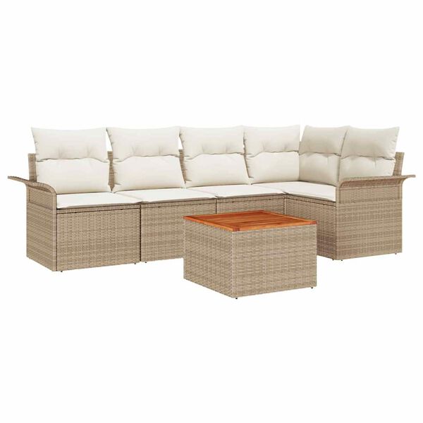 vidaXL Ensemble de canapé de jardin avec coussin 6 pcs Beige et crème