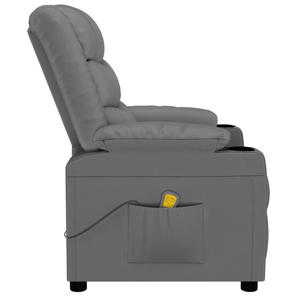 vidaXL Fauteuil de massage Gris Similicuir