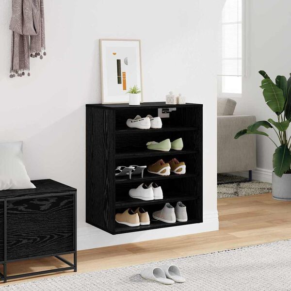 vidaXL Cabinet &agrave; chaussures avec &eacute;tag&egrave;re Ch&ecirc;ne noir 60 x 35 x 70 cm