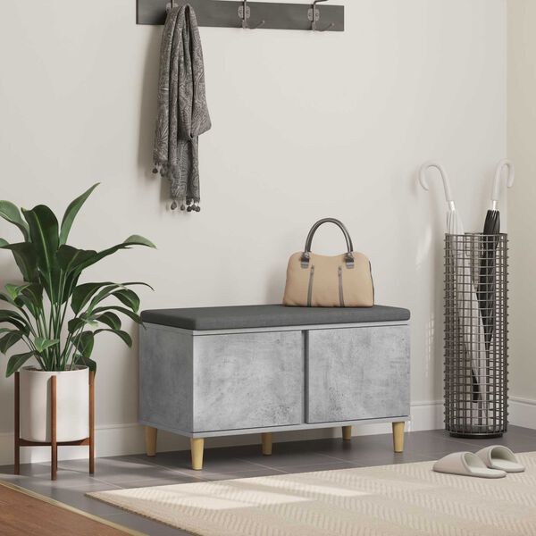 vidaXL Banc d'entr&eacute;e avec coussin Gris b&eacute;ton 80 x 38 x 46 cm