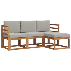 vidaXL Ensemble de canap&eacute;s d'ext&eacute;rieur 4 pcs Gris Naturel et Clair