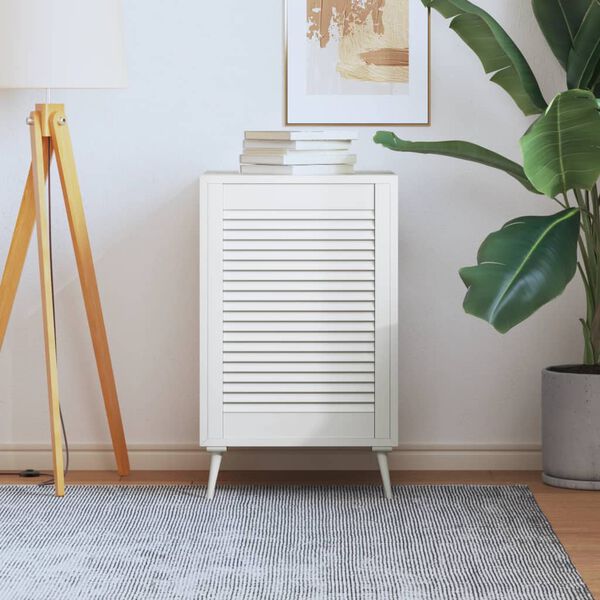 vidaXL Porte d'armoire &agrave; persiennes blanc 69x49,4cm bois de pin massif