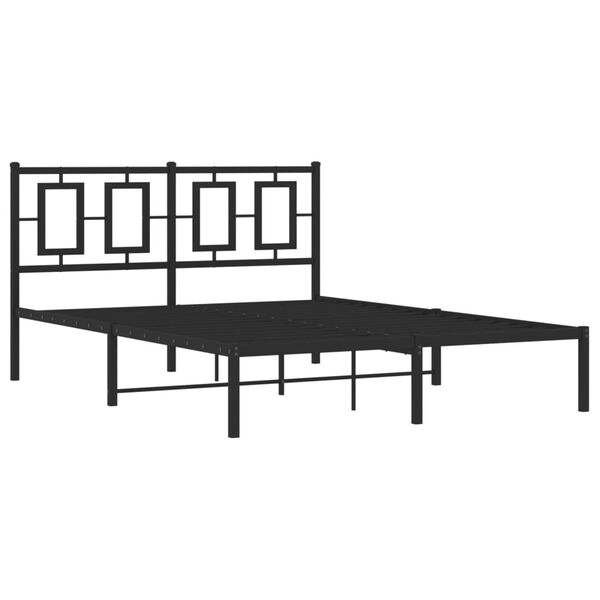 vidaXL Cadre de lit m&eacute;tal sans matelas avec t&ecirc;te de lit noir 135x190cm
