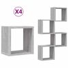 vidaXL &Eacute;tag&egrave;res Murales avec &eacute;tag&egrave;re 4 pcs Gris Sonoma 26 x 15 x 26 cm