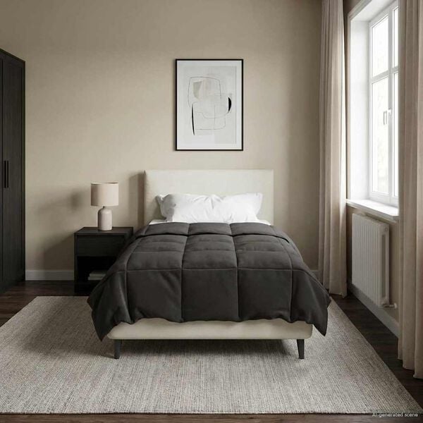 vidaXL Duvet d'&eacute;t&eacute; simple Matelass&eacute; Anthracite 140 x 220 cm Microfibre