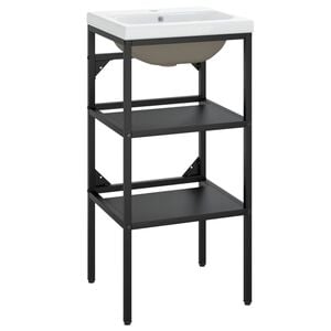 vidaXL Cadre de lavabo de salle de bain vasque &agrave; encastrer Noir Fer