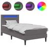 vidaXL Cadre de lit avec matelas Gris 90 x 190 cm Simili cuir