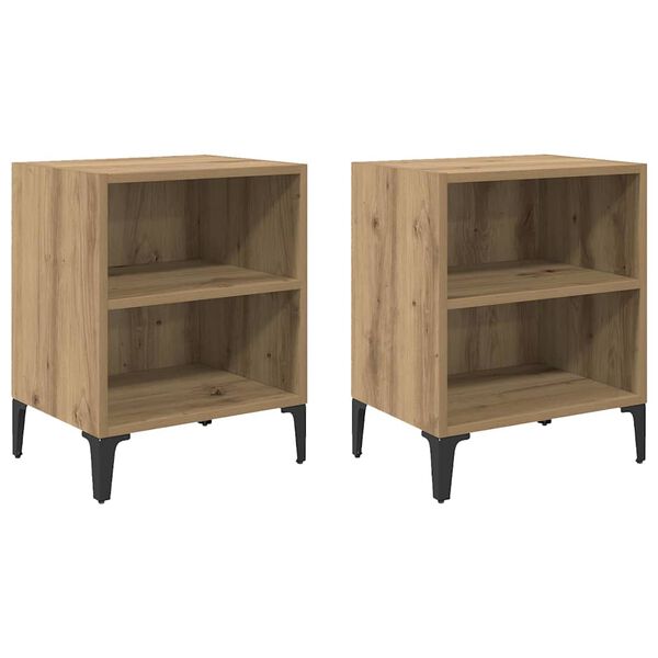 vidaXL Cabinet de chevet 2 pcs Ch&ecirc;ne artisanal 40 x 30 x 50 cm