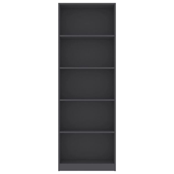 vidaXL Biblioth&egrave;que &agrave; 5 niveaux Gris 60x24x175 cm Bois d&rsquo;ing&eacute;nierie