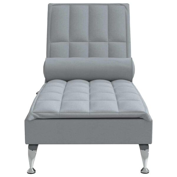 vidaXL Chaise longue de massage avec traversin gris clair tissu