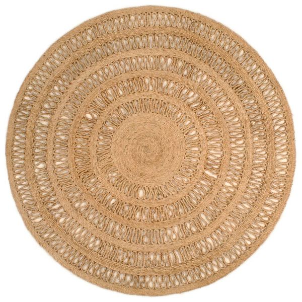 vidaXL Tapis Jute tress&eacute; &agrave; la main 150 cm Rond