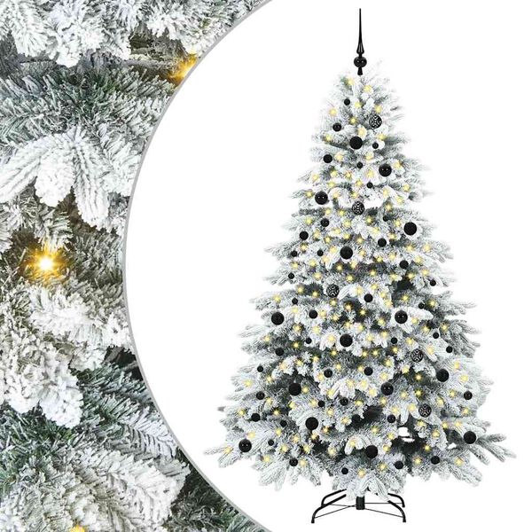 vidaXL Sapin de No&euml;l artificiel avec 300 LED Blanc 210 cm PE et PVC