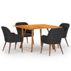 vidaXL Ensemble &agrave; manger de jardin 5 pcs noir