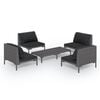 vidaXL Salon de jardin 5 pcs avec coussins R&eacute;sine tress&eacute;e Gris fonc&eacute;