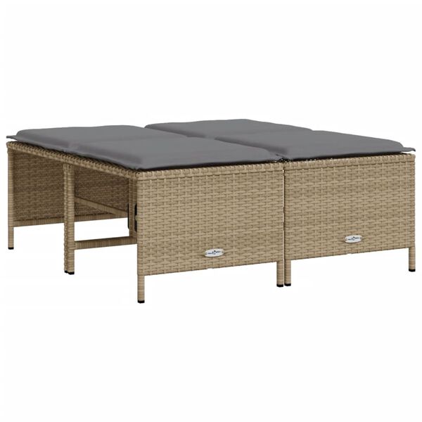 vidaXL Salon de jardin avec coussins 5 pcs beige r&eacute;sine tress&eacute;e