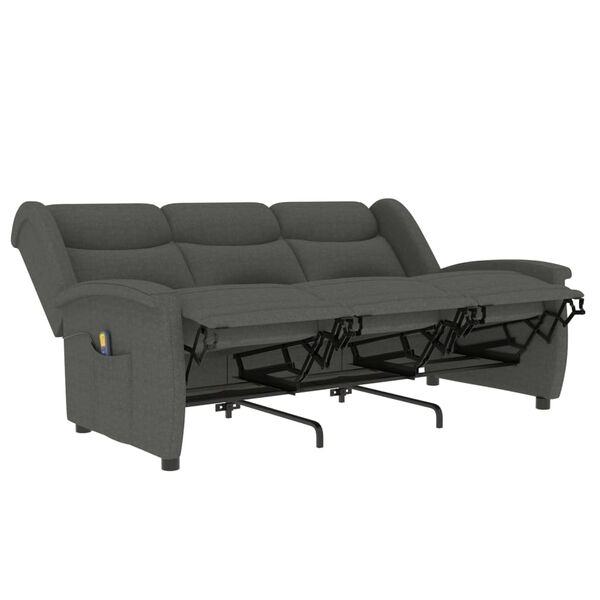 vidaXL Fauteuil de massage inclinable à 3 places gris clair tissu