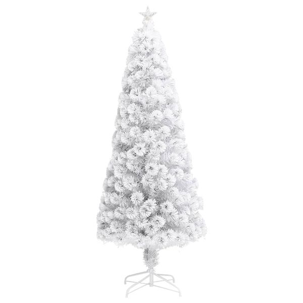 vidaXL Arbre de No&euml;l artificiel pr&eacute;-&eacute;clair&eacute; blanc 210 cm fibre optique