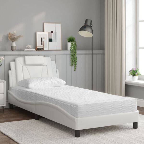 vidaXL Lit Viana avec matelas blanc 80x200 cm similicuir