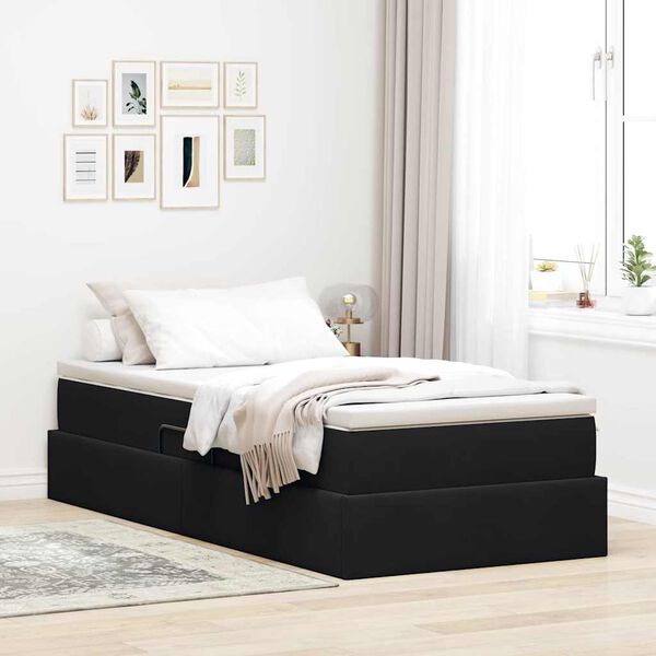 vidaXL Lit avec rangement et matelas Noir 90 x 200 cm Velours