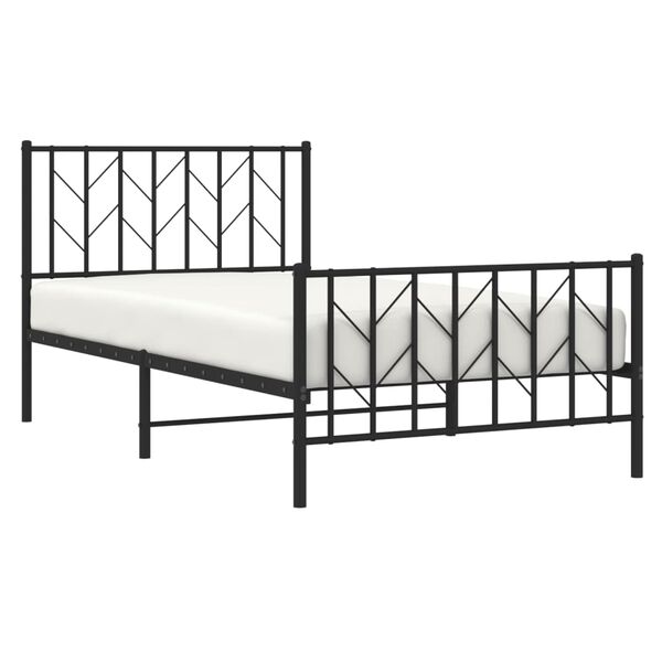 vidaXL Cadre de lit m&eacute;tal sans matelas avec pied de lit noir 100x190cm