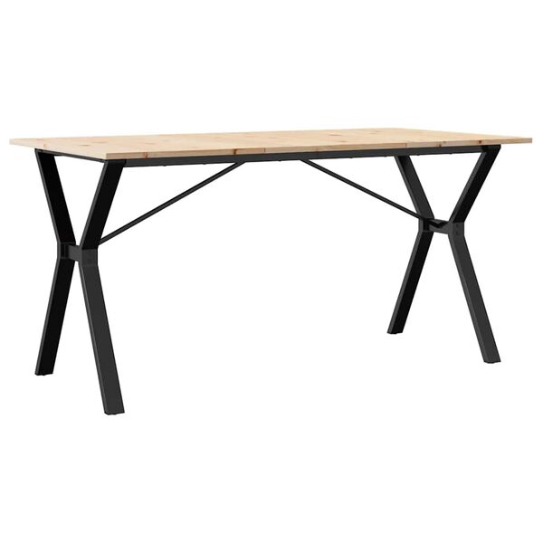 vidaXL Table &agrave; manger cadre en Y 140x80x75 cm bois de pin massif acier