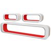 3 &Eacute;tag&egrave;res cubes suspendues MDF stockage livre/DVD blanc/rouge