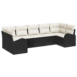 vidaXL Ensemble de canap&eacute; de jardin 7 pcs Noir et Blanc polyrotin