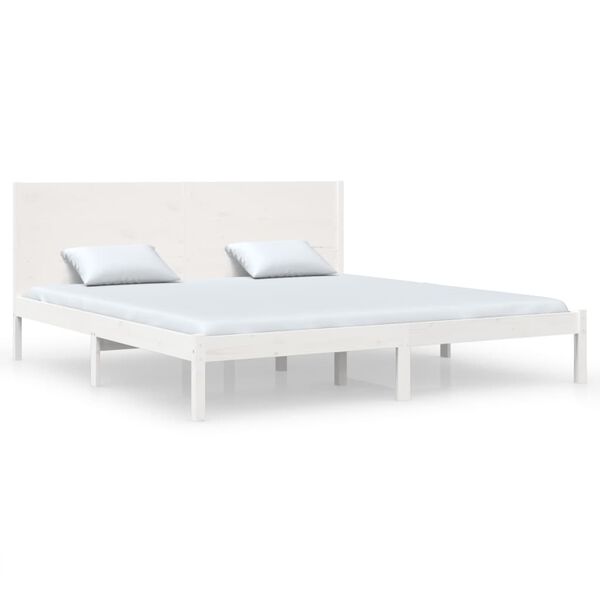 vidaXL Cadre de lit sans matelas blanc 200x200 cm bois massif de pin