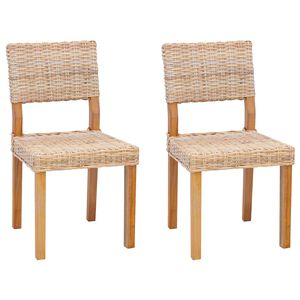 vidaXL Chaise de salle &agrave; manger 2 pc Rattan Kubu Naturel