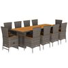 vidaXL Ensemble &agrave; manger de jardin 11pcs avec coussins gris poly rotin