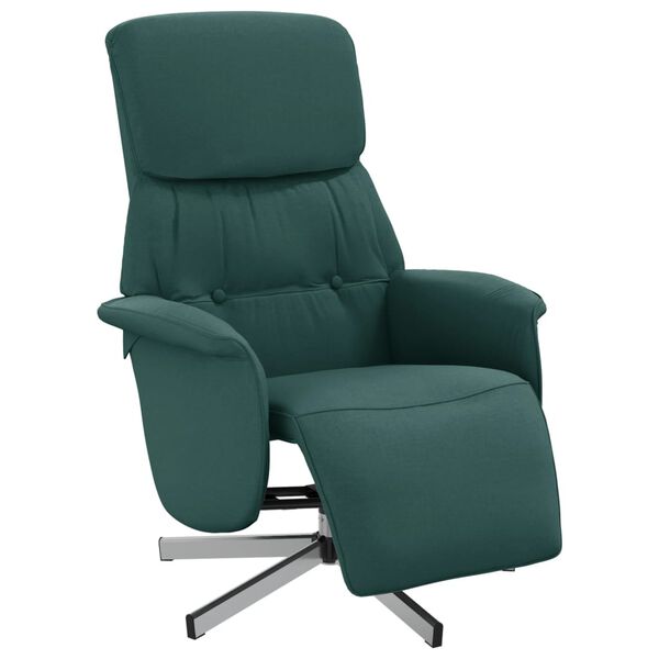 vidaXL Fauteuil inclinable avec repose-pieds vert fonc&eacute; tissu