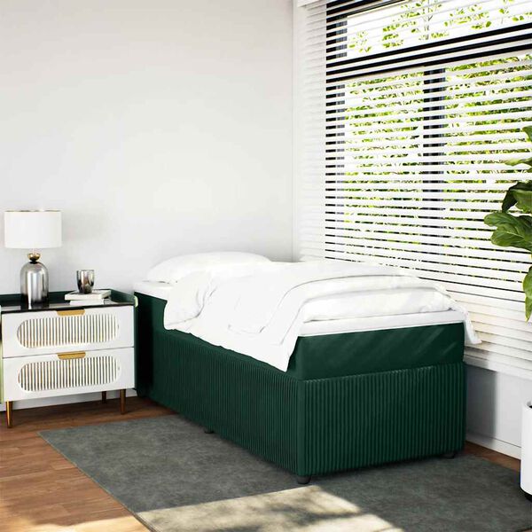 vidaXL Sommier &agrave; lattes de lit avec matelas Vert fonc&eacute; 90x190 cm