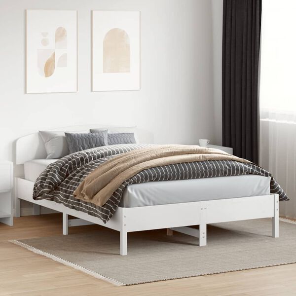 vidaXL T&ecirc;te de lit blanc 150 cm bois massif de pin