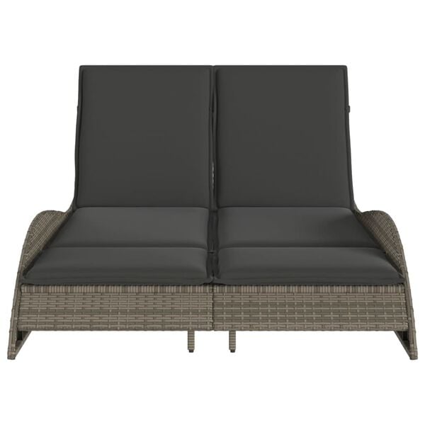 vidaXL Chaise longue avec coussins gris 114x205x73 cm résine tressée