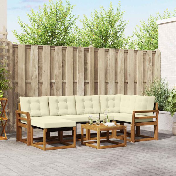 vidaXL Ensemble de canap&eacute;s d'ext&eacute;rieur 7 pcs Naturel et Cr&egrave;me
