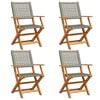 vidaXL Chaises de jardin pliantes lot de 4 gris poly rotin bois massif