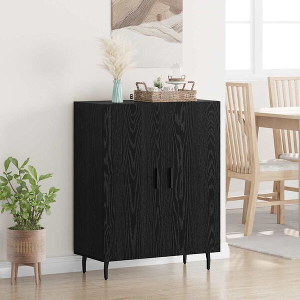 vidaXL Buffet Ch&ecirc;ne noir 69,5 x 34 x 90 cm Bois d'ing&eacute;nierie