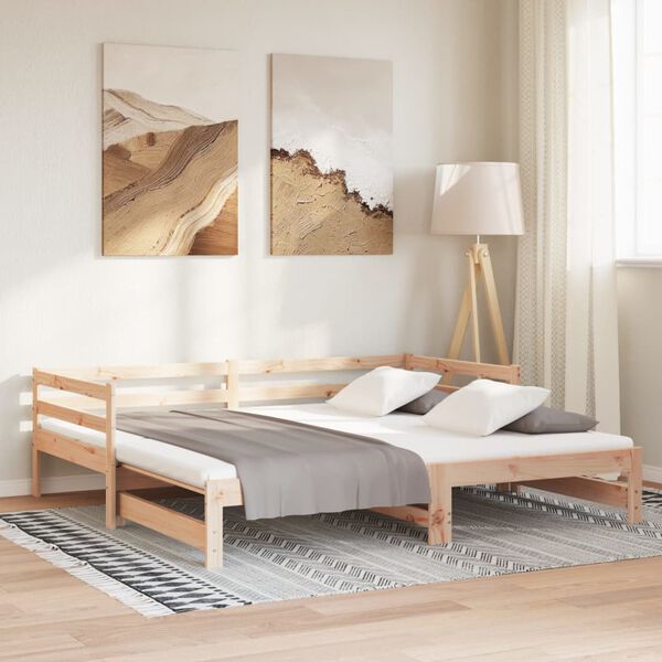 vidaXL Lit de jour et lit gigogne sans matelas 90x200 cm bois massif