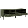 vidaXL Meuble TV vert olive 135x39x43,5 cm acier lamin&eacute; &agrave; froid