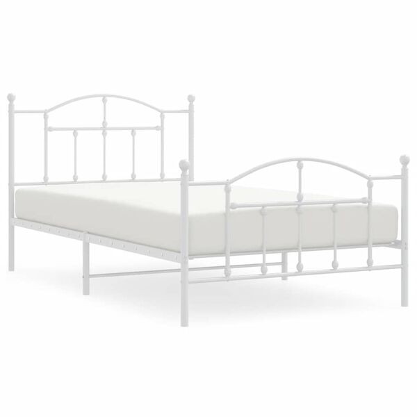 vidaXL Cadre de lit m&eacute;tal sans matelas et pied de lit blanc 100x200 cm