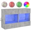 vidaXL Meuble TV mural avec lumi&egrave;res LED gris b&eacute;ton 98,5x30x60,5 cm