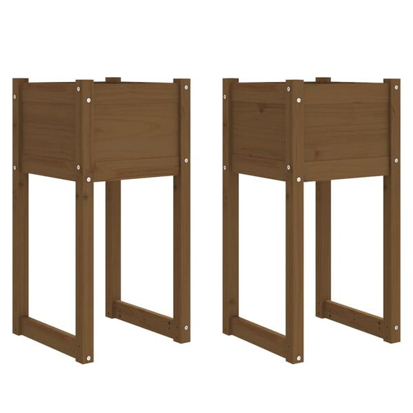 vidaXL Jardinières 2 pcs Marron miel 40x40x81 cm Bois massif de pin