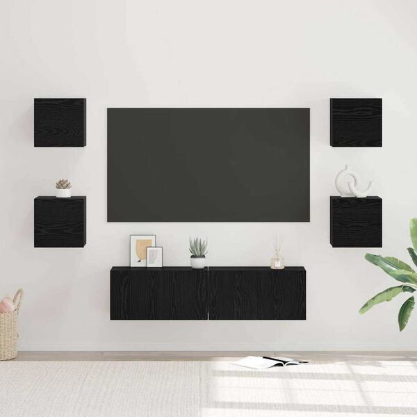 vidaXL Ensemble meuble TV 6 pcs Ch&ecirc;ne noir Bois d'ing&eacute;nierie