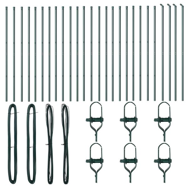 vidaXL Poteau de clôture. 26 pcs Vert 3.2 x 3.2 x 170 cm Acier