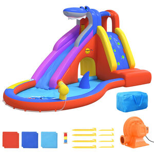 Happy Hop Toboggan &agrave; eau gonflable avec piscine 450x320x240 cm PVC
