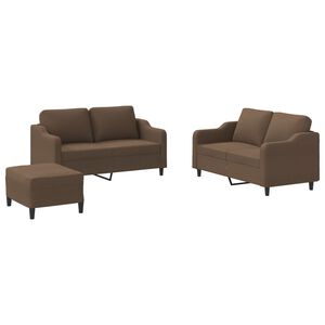 vidaXL Ensemble de canap&eacute;s 3 pcs avec coussins Marron Tissu