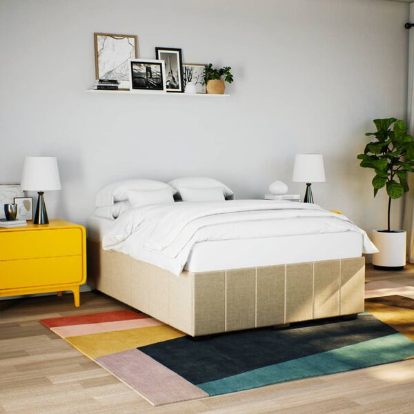 vidaXL Cadre de lit sans matelas cr&egrave;me 160x200 cm tissu