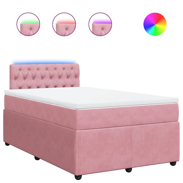 vidaXL Sommier &agrave; lattes de lit avec matelas rose 120x190 cm velours