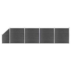 vidaXL Ensemble de panneau de cl&ocirc;ture WPC 792x(105-186) cm Noir