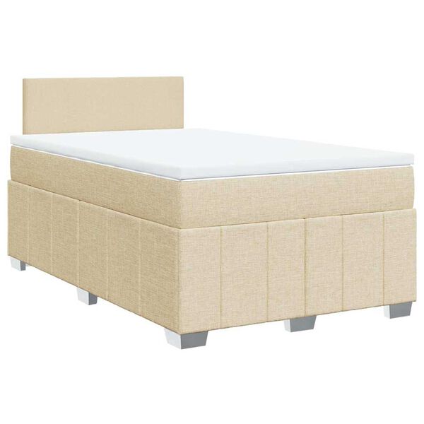 vidaXL Sommier &agrave; lattes de lit avec matelas Cr&egrave;me 120x200 cm Tissu